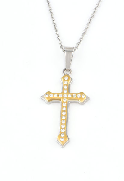 Picture of Two-color double-layer white stone cross hanging nozzle (Stainless steel)